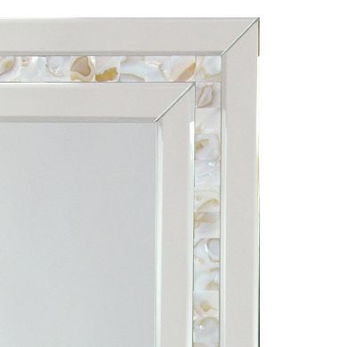 Beveled Mirror with Mother of Pearl Strip Accent, Silver