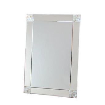 Rectangle Beveled Mirror with Mother of Pearl Accent, Silver