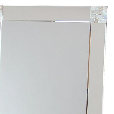 Rectangle Beveled Mirror with Mother of Pearl Accent, Silver