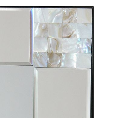 Rectangle Beveled Mirror with Mother of Pearl Accent, Silver