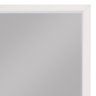 Transitional Style Square Wooden Frame Mirror, White