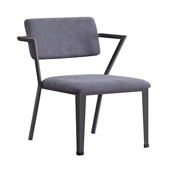 Metal Chair with Fabric Upholstered Seat and Back, Gray
