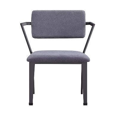 Metal Chair with Fabric Upholstered Seat and Back, Gray