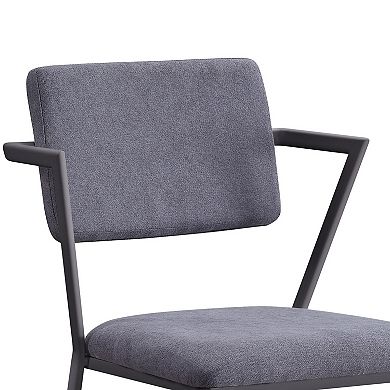 Metal Chair with Fabric Upholstered Seat and Back, Gray