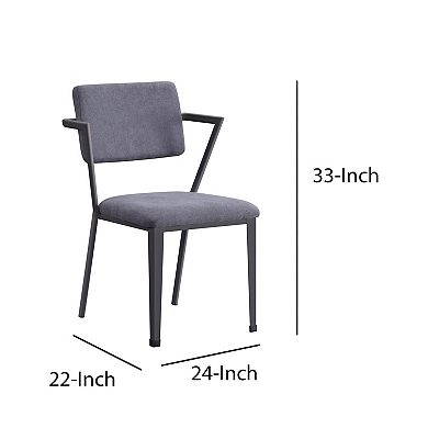 Metal Chair with Fabric Upholstered Seat and Back, Gray