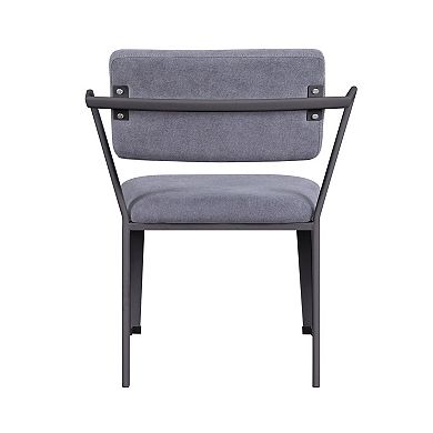 Metal Chair with Fabric Upholstered Seat and Back, Gray