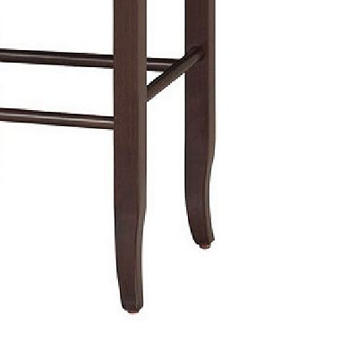 Rush Woven Wooden Frame Barstool with Saber Legs, Beige and Dark Brown