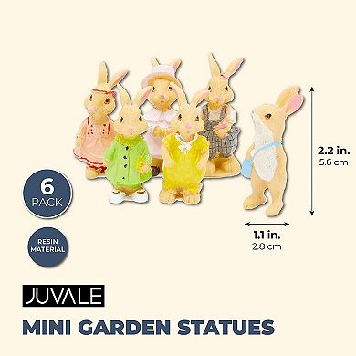 6x Easter Mini Bunny Statues for Spring Party, Garden Decorations 2.2 Inches
