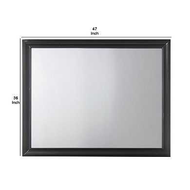 Contemporary Style Wooden Mirror with Raised Frame, Black