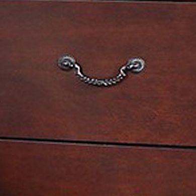 Bran 27 Inch 2 Drawer Nightstand, Pine Wood, Grain Details, Cherry Brown