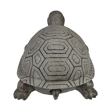 11.75" Polished Gray Turtle Outdoor Garden Statue