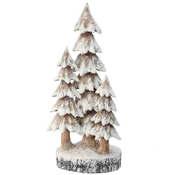 17.75" White and Brown Snowed Forest Tree Grove Christmas Tabletop