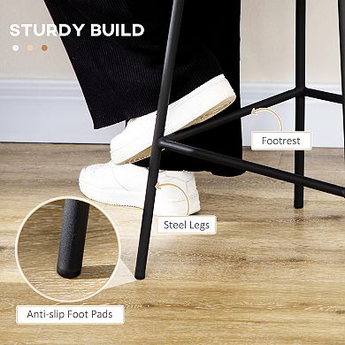 HOMCOM Bar Stools Rattan Counter Stools with Footrest Yellow Set of 2