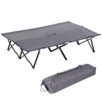 Outdoor Double Camping Cot Foldable Bed W/ Portable Travel Bag, 300 Lbs.