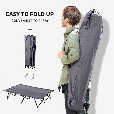 Outdoor Double Camping Cot Foldable Bed W/ Portable Travel Bag, 300 Lbs.