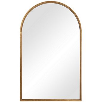 39 in Arched Top Metal Frame Accent Mirror, Gold