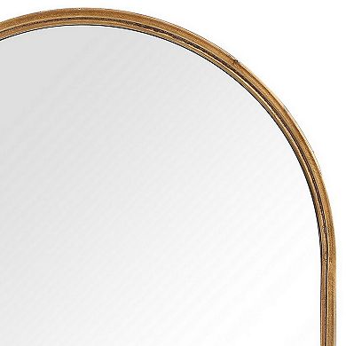 39 Inches Arched Top Metal Frame Accent Mirror, Gold