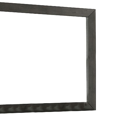 39 Inch Mirror with Rectangular Wooden Frame, Dark Gray