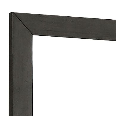 39 Inch Mirror with Rectangular Wooden Frame, Dark Gray