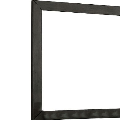 39 Inch Mirror with Rectangular Wooden Frame, Dark Gray