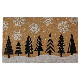 Natural Coir Trees and Snowflakes Christmas Doormat 18" x 30"