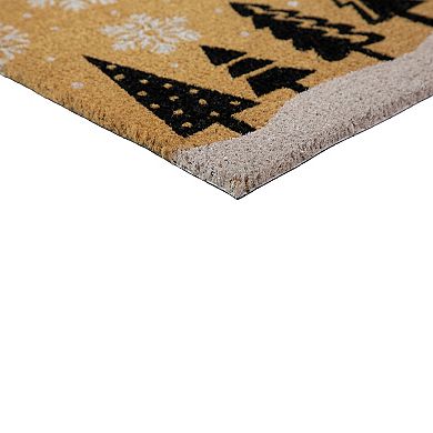 Natural Coir Trees and Snowflakes Christmas Doormat 18" x 30"