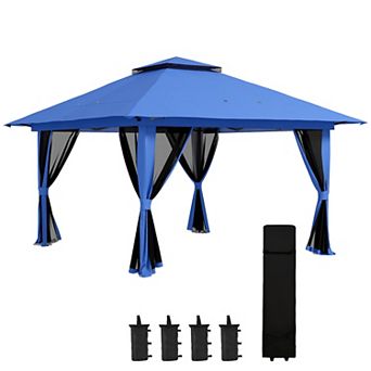 Outsunny 13'x13' Pop Up Canopy W/ Netting, Weight Bags, Adjustable Height