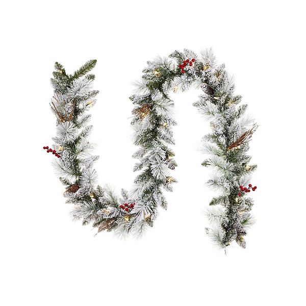 Noma Snow Dusted Berry 9 Ft Pre Lit Christmas Garland Home Holiday ...