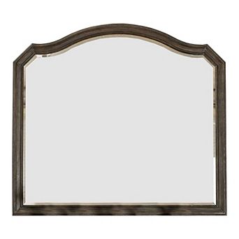 43.5 in Scalloped Mirror with Molded Details, Brown