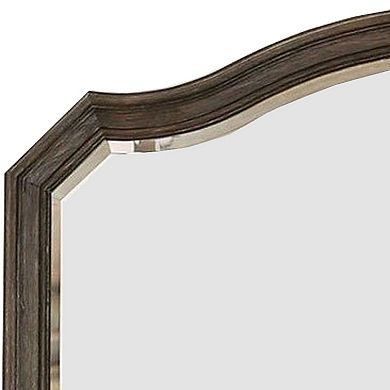 43.5 Inches Scalloped Mirror with Molded Details, Brown