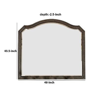 43.5 Inches Scalloped Mirror with Molded Details, Brown