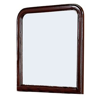 37 in Wooden Mirror with Curved Edges, Brown