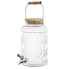 Fluted 1-Gallon Drink Dispenser. Glass Beverage Dispenser with Stainless  Steel S