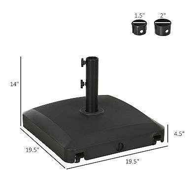 Outsunny Patio Umbrella Base with Wheels, Water or Sand Filled, Black