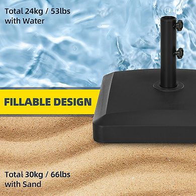 Outsunny Patio Umbrella Base with Wheels, Water or Sand Filled, Black