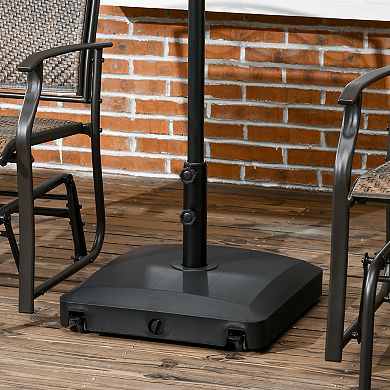 Outsunny Patio Umbrella Base with Wheels, Water or Sand Filled, Black