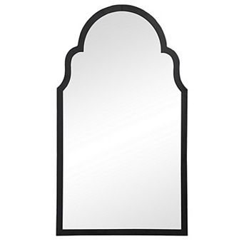 Sleek Elongated Quatrefoil Frame Mirror, Black