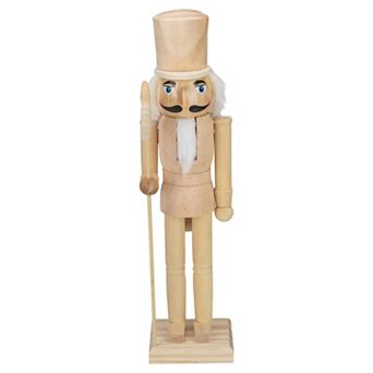 15" Unfinished Paintable Wooden Christmas Nutcracker with Scepter