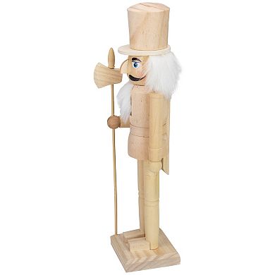15" Unfinished Paintable Wooden Christmas Nutcracker with Scepter