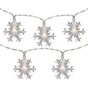10-Count LED Snowflake Christmas Fairy Lights 4.25ft Copper Wire