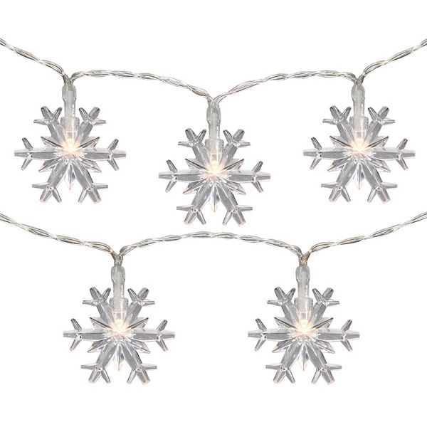 10Count LED Snowflake Christmas Fairy Lights 4.25ft Copper Wire