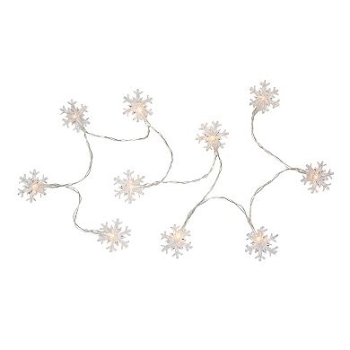 10-Count LED Snowflake Christmas Fairy Lights 4.25ft Copper Wire