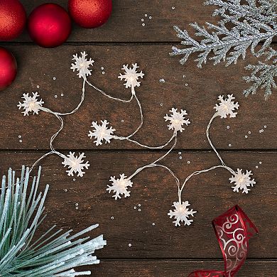 10-Count LED Snowflake Christmas Fairy Lights 4.25ft Copper Wire