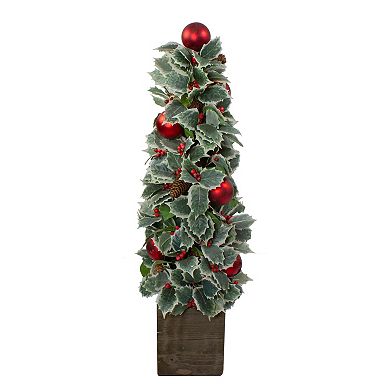 2.75' Potted Pine Cone and Berry Holly Pencil Artificial Christmas Tree - Unlit