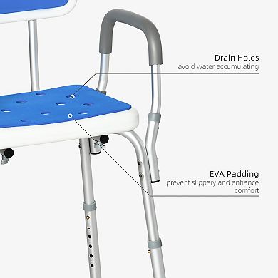 Eva Padded Shower Chair W/ Arms And Back For Seniors Disabled Tool-free Assembly