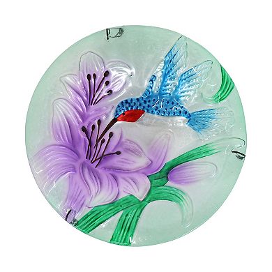 Crosslight Hummingbird Design Hanging Glass Bird Bath Feeder