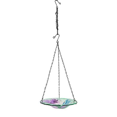 Crosslight Hummingbird Design Hanging Glass Bird Bath Feeder