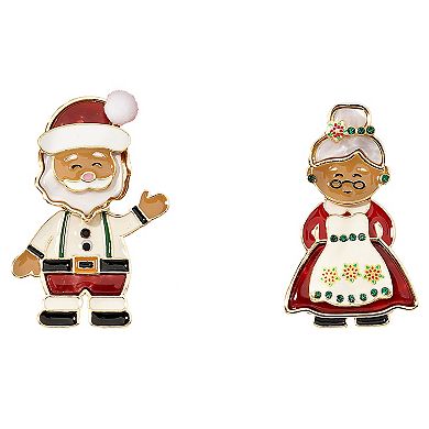 Medium Skin Tone Mr. & Mrs. Claus Drop Earrings