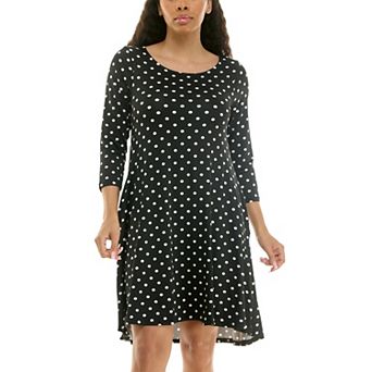 Women's Nina Leonard 3/4 Sleeve High-Low Trapeze Dress