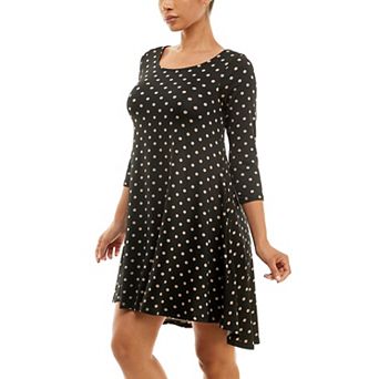 Women's Nina Leonard 3/4 Sleeve High-Low Trapeze Dress